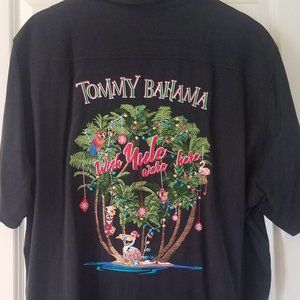 Tommy Bahama Yule Tide embroidered black shirt